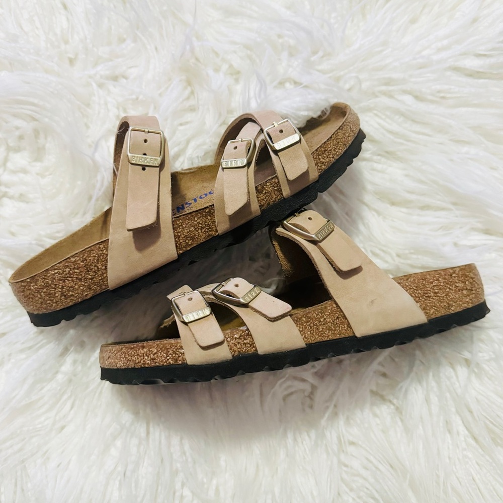 NEW | Franca Soft Footbed Nubuck Leather Sandals | Sandcastle - Picture 3 of 8